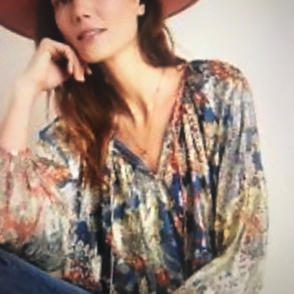 Anthropologie Multicolor Floral Peasant Blouse